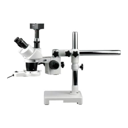 United Scope Llc. AmScope SW-3T24-FRL-5MT 20X & 40X Trinocular Stereo Boom Microscope with Ring Light & 5MP Camera SW-3T24-FRL-5MT